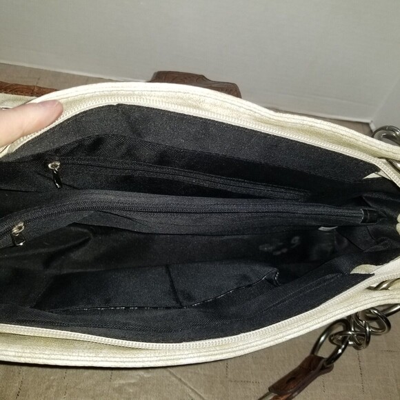 Western Rhinestone Brown Purse Leather Satchel Shoulder Bag Handbag Stud Bottom - Picture 11 of 12